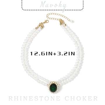 Elegant Navoky Rhinestone Choker Pearl Necklace for Women