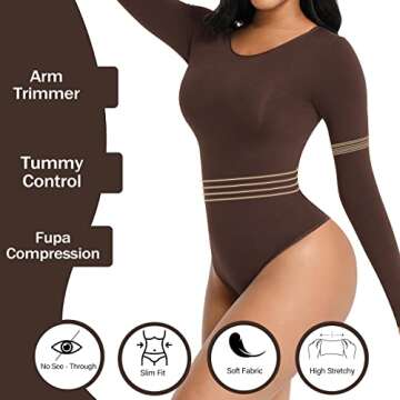 Soo Slick Bodysuit for Women - Soft Seamless Long Sleeve Shapewear for All-Day Comfort