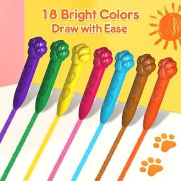 Mocoosy 18 Colors Jumbo Crayons for Toddlers 1-3, Washable Crayon with Coloring Book Set for Kids Ag...
