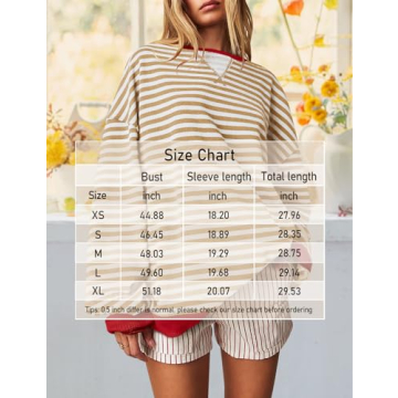 FACDIBY Women's Oversized Sweatshirt Striped Sweatshirts Color Block Pullover Relaxed Fit Crew Neck Long Sleeve Tops