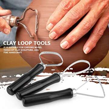 Pottery Ceramics Tools 3 Pcs/set Wood Pottery Clay Sculpture Big Loop Tool with Stainless Steel Flat Wire