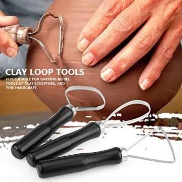 Pottery Ceramics Tools 3 Pcs/set Wood Pottery Clay Sculpture Big Loop Tool with Stainless Steel Flat Wire