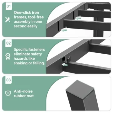 FEMOND Queen Bed Frame - Heavy Duty, Noise-Free, 2500lb Support