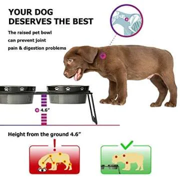 Y YHY Ceramic Raised Pet Bowls 24 oz Capacity 4.6” Height Sturdy Metal Stand, Grey
