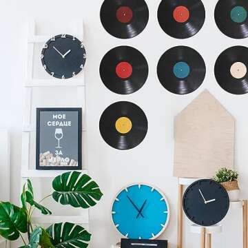 LIFKOME 8Pcs Records Wall Decor Vinyl Records Decor 1950's Rock and Roll Music Party Decorations Fake Vinyl Records Blank Retro Record Wall Stickers Aesthetic Decor for Home Studio 9.6 in