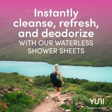YUNI Beauty Large Body Wipes (Rose Cucumber, 12 Count) Soft Moist Showerless Wipes, Cleanse & Deodorize Waterless Travel Body Cleanser, Biodegradable Individually Wrapped Body Wipes for Camping or Gym