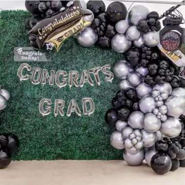 Black and Metallic Silver Balloons, 50PCS Black and Silver Balloons Party Decorations 12 Inch Black Silver Party Balloons for Birthday,Graduation,New Years,Wedding,Engagement Party Decorations