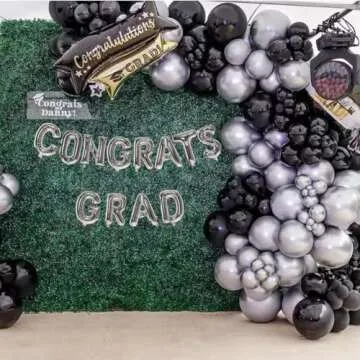 Stunning Black & Silver Balloons - 50PCS Party Decorations