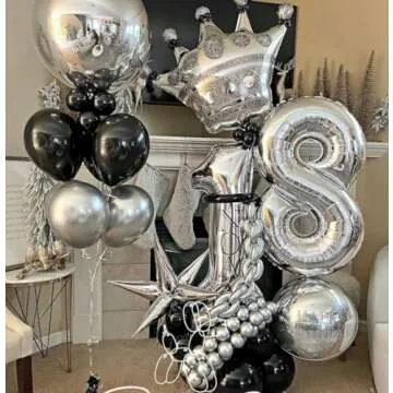 Stunning Black & Silver Balloons - 50PCS Party Decorations
