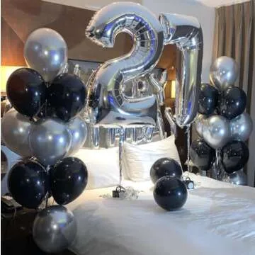 Stunning Black & Silver Balloons - 50PCS Party Decorations