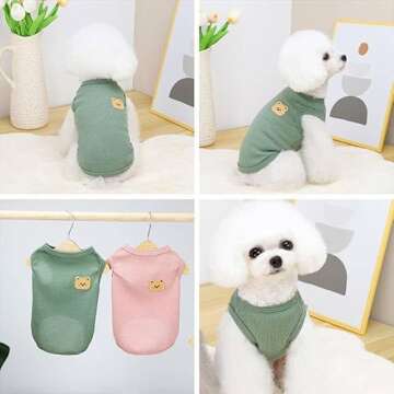 Generic 4 Pieces Dog Shirts with Breathable and Comfort Small Medium Dog pet Clothing Spring Dog Outfits for Small Puppy Cat Pets (Medium), Yellow Pink White Green