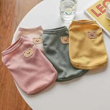 Generic 4 Pieces Dog Shirts with Breathable and Comfort Small Medium Dog pet Clothing Spring Dog Outfits for Small Puppy Cat Pets (Medium), Yellow Pink White Green