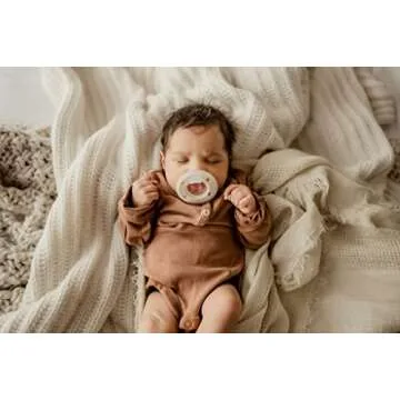 Ninni Co Breastfeeding Promoting Pacifier - Patented Orthodontic Pacifier, Bpa Free,Phthalate Free,Pvc Free Silicone with Natural Skin Texture and Nipple Shape Supporting Healthy Orofacial Development - Oatmeal (2 Pack)