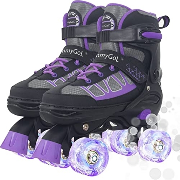 MammyGol Kids Adjustable Light-Up Roller Skates - Fun & Safe for Ages 6-12