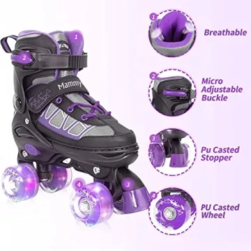 Kids Adjustable Light-Up Roller Skates by MammyGol - Safe & Fun