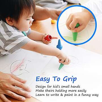 Gibot 12 Colors Toddlers Crayons Palm Grip Crayons, Finger Paint Crayons Sticks Stackable Toys Safe for Kids, Children, Boys and Girls