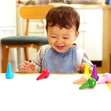 Gibot 12 Colors Toddlers Crayons Palm Grip Crayons, Finger Paint Crayons Sticks Stackable Toys Safe for Kids, Children, Boys and Girls