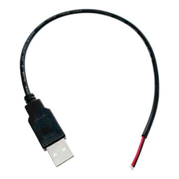 Jienk 5Pcs 1Ft 30CM 22AWG USB 2.0 Male 2Pin Pigtail Cable, 3A 5V USB Type A 2 Core Bare Wire Open End Extension Cable for DIY Repair Cable