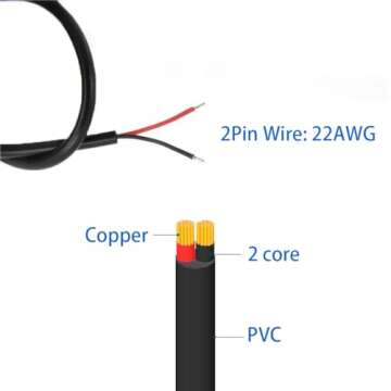 Jienk 5Pcs 1Ft 30CM 22AWG USB 2.0 Male 2Pin Pigtail Cable, 3A 5V USB Type A 2 Core Bare Wire Open End Extension Cable for DIY Repair Cable