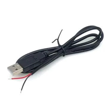 Jienk 5Pcs 1Ft 30CM 22AWG USB 2.0 Male 2Pin Pigtail Cable, 3A 5V USB Type A 2 Core Bare Wire Open End Extension Cable for DIY Repair Cable