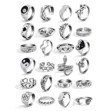 IFKM 15-63 PCS Vintage Silver Knuckle Rings Set for Women Teen Girl, Stackable Joint Finger Statemen...