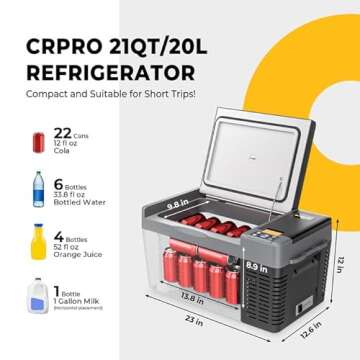 BougeRV 12 Volt Refrigerator, CRPRO 21 Quart 12V Car Fridge, Portable Freezer (-8℉~50℉), Compres...