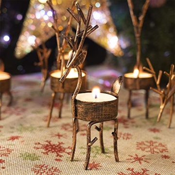 Funpeny Reindeer Tea Light Candle Holders Set for Christmas