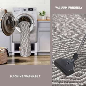 Chardin home 100% Cotton Diamond Rug Fully Reversible - Mat Size 21''x34'', Machine Washable, Greyish Beige & White