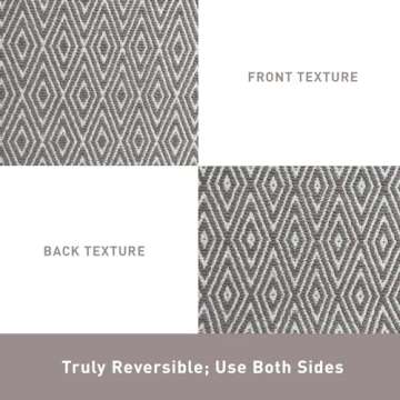 Chardin home 100% Cotton Diamond Rug Fully Reversible - Mat Size 21''x34'', Machine Washable, Greyish Beige & White