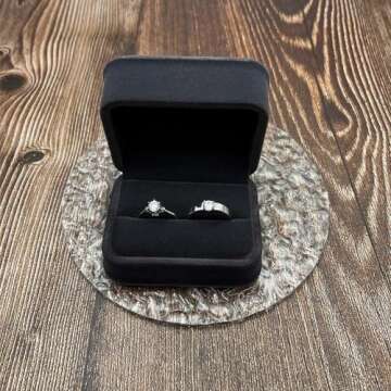 Beatilog Gray Double Ring Box - Premium Velvet Jewelry Organizer