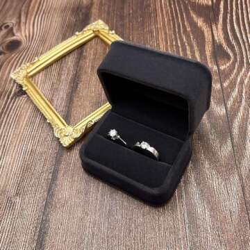 Beatilog Gray Double Ring Box - Premium Velvet Jewelry Organizer