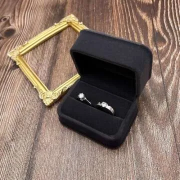 Beatilog Gray Double Ring Box - Premium Velvet Jewelry Organizer