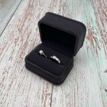 Beatilog Gray Double Ring Box - Premium Velvet Jewelry Organizer