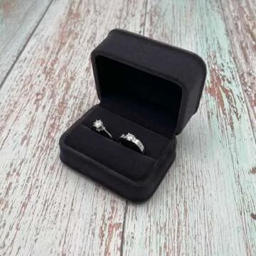 Beatilog Gray Double Ring Box - Premium Velvet Jewelry Organizer