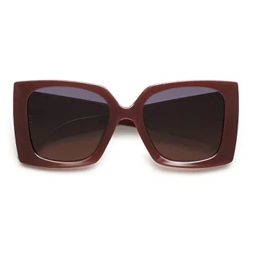 SOJOS Retro Square Polarized Womens Sunglasses Trendy Oversized Large Women's Big Shades SJ2224 Brown Grey Lens