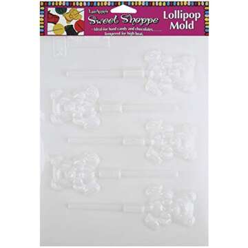 Lorann Oils Sweet Shoppe Candy Molds-Teddy Bear Lollipop 5 Cavity
