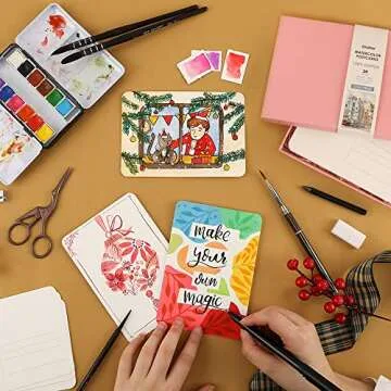Grabie Watercolor Postcards, 100% Cotton, 24 Sheets, 4.1x5.9 Inches, 140lb (300gsm), Blank Note Cards for Watercolor Journal, Art Supplies for Thank You Notes, Invitations, and Greeting Cards