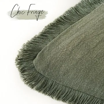 Foindtower Decorative Linen Fringe Pillow Covers - Olive Green