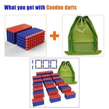 Coodoo Compatible Darts 1000 PCS Refill Pack Bullets for Nerf N-Strike Elite Series Blasters Toy Gun - Blue with Storage Bag