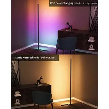 LED Floor Lamp, Kavilo RGB Color Changing Floor Lamps for Living Room, Corner Lamp Dimmable Standing Lamp with Remote Control, Warm White Tall Floor Lamp for Bedroom Halloween Christmas Decor Lights