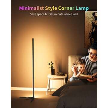 LED Floor Lamp, Kavilo RGB Color Changing Floor Lamps for Living Room, Corner Lamp Dimmable Standing Lamp with Remote Control, Warm White Tall Floor Lamp for Bedroom Halloween Christmas Decor Lights