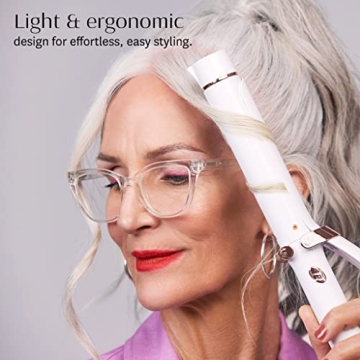 T3 SinglePass 1.25" Ceramic Curling Iron, White/Rose Gold, 1 ¼ inch