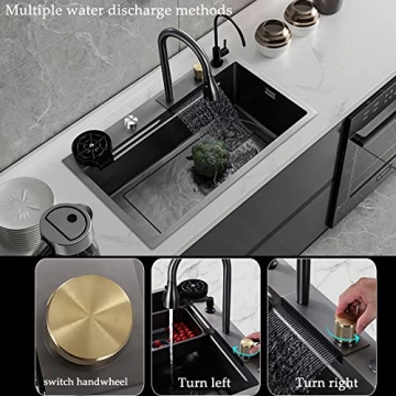 Multi-functional Black Stainless Steel Kitchen Sink