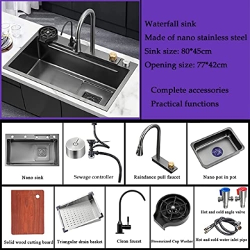 Multi-functional Black Stainless Steel Kitchen Sink