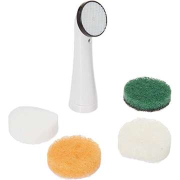 Greenco Electric Scrub Brush with 4 Replaceable Brush Attachment Heads, Electric Cleaning Brush Scru...