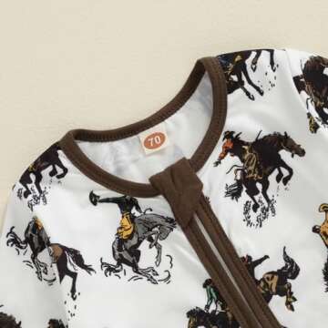 Karwuiio Baby Western Cow Print Romper Jumpsuit
