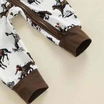Karwuiio Baby Western Cow Print Romper Jumpsuit
