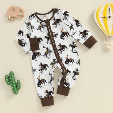 Karwuiio Baby Western Cow Print Romper Jumpsuit