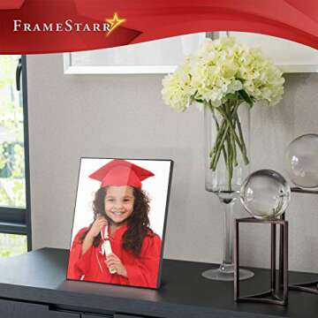 FrameStarr 8x10 Picture Frame Set (Black, 3 Pack), Front-Loading Contemporary Modern Style, Tabletop or Wall Mount, Harmony Collection