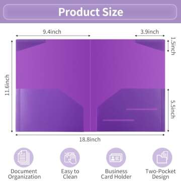 EOOUT 64pcs Plastic Folders with Pockets, Heavy Duty Folders with 4 Pockets for Office and School, L...